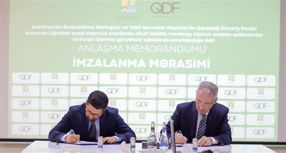Ekologiya və Təbii Sərvətlər Nazirliyi ilə Qarabağ Dirçəliş Fondu arasında Anlaşma Memorandumu imzalanıb 