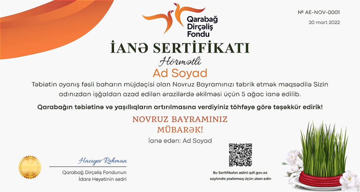 Donate trees to Karabakh during the awakening of nature as a gift to its revival! 